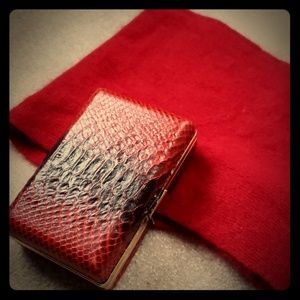 Banana Republic RED python leather pillbox purse